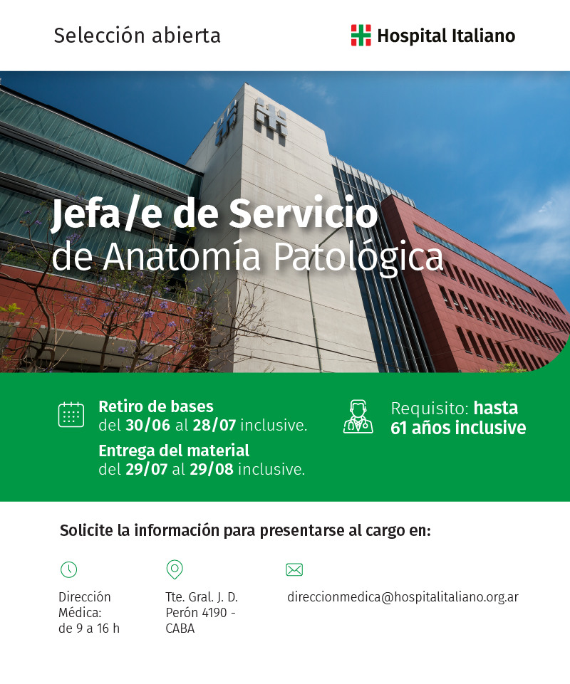Aviso jefe de Anatomía Patológica