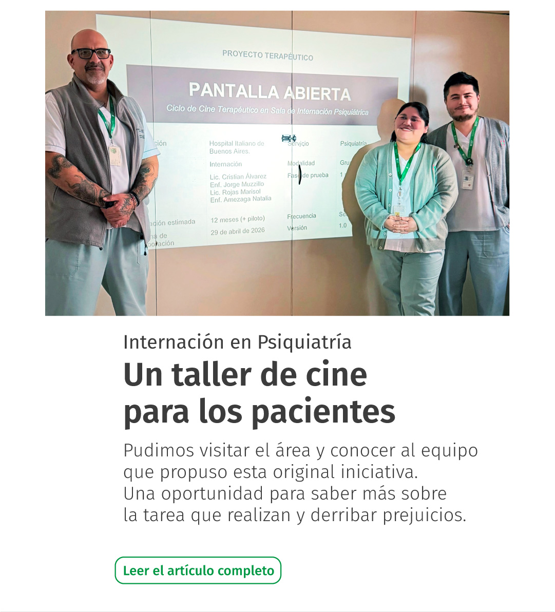 Internación en psiquiatría: un taller de cine para los pacientes