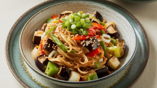 fideos con berenjenas